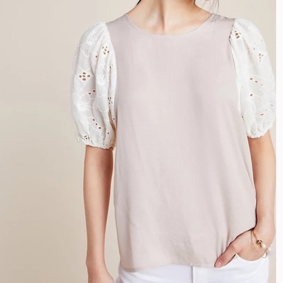 BNWOT DOLAN Eyelet Puff Sleeve Blouse Sz.M - Picture 2 of 7